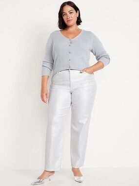 Old Navy High-Waisted Silver Shine OG Loose secret smooth pockets Jeans size 20